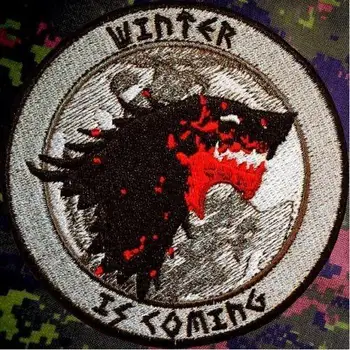 

WINTER IS COMING WOLF PATCH Movie Embroidered LOGO Iron On Patch GAME OF THRONES HOUSE STARK Customized patch available