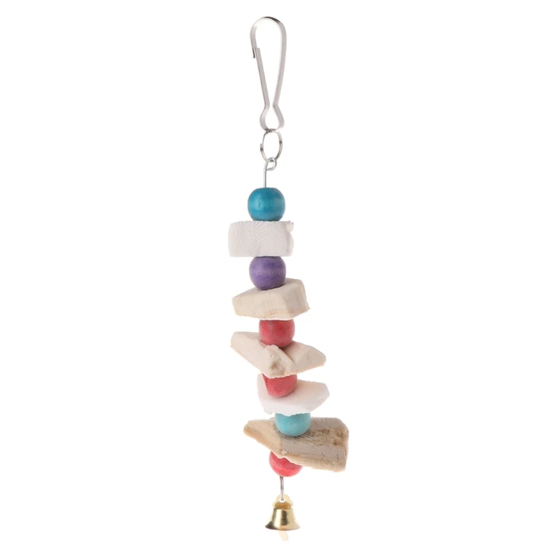 OOTDTY Hot Sell Parrot Teeth Grinding Toys Bird Squirrel Cuttlefish Bone Chewing Beads With Bell | Дом и сад