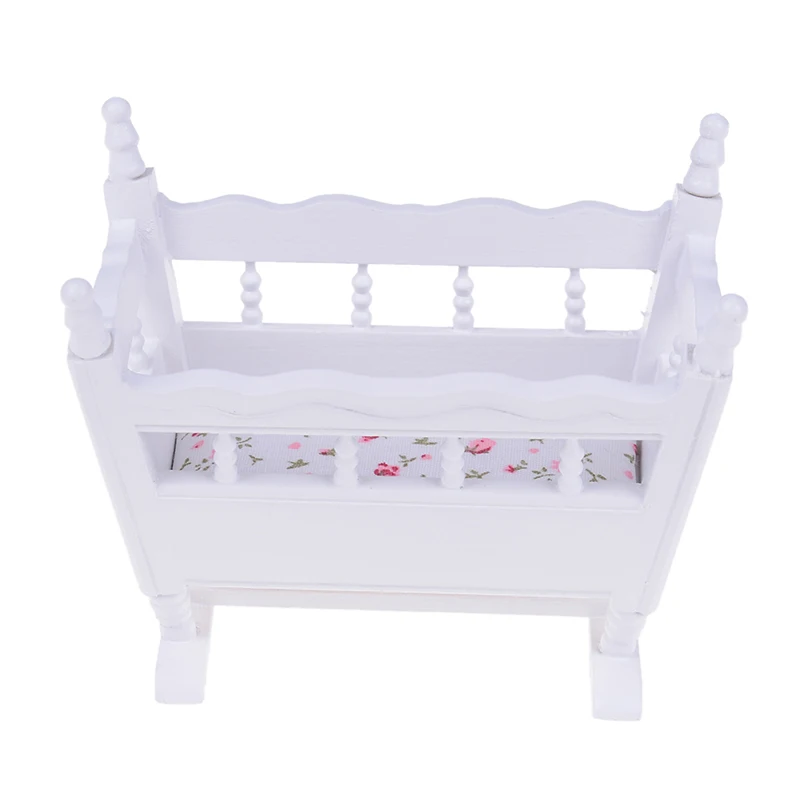 1:12 ручной работы современный белый деревянный мебель кроватка детская колыбель миниатюрный прикроватный Шкаф детская комната кукольный дом Миниатюрный
