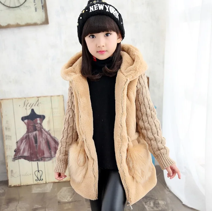 Faux Fur Jackets Thicken Children Outerwear Jacket Girls Winter Coat Girls Clothing Kids Clothes Warm 4