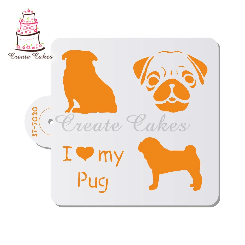 

Pug Stencils For Walls Painting Scrapbooking Stamp Album Decorative Embossing DIY Craft Paper Card Flower Template
