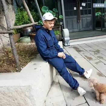 

M-4XL 2018 new tide men's street casual hip-hop denim jumpsuits Korean men's fashion tooling jumpsuit plus size