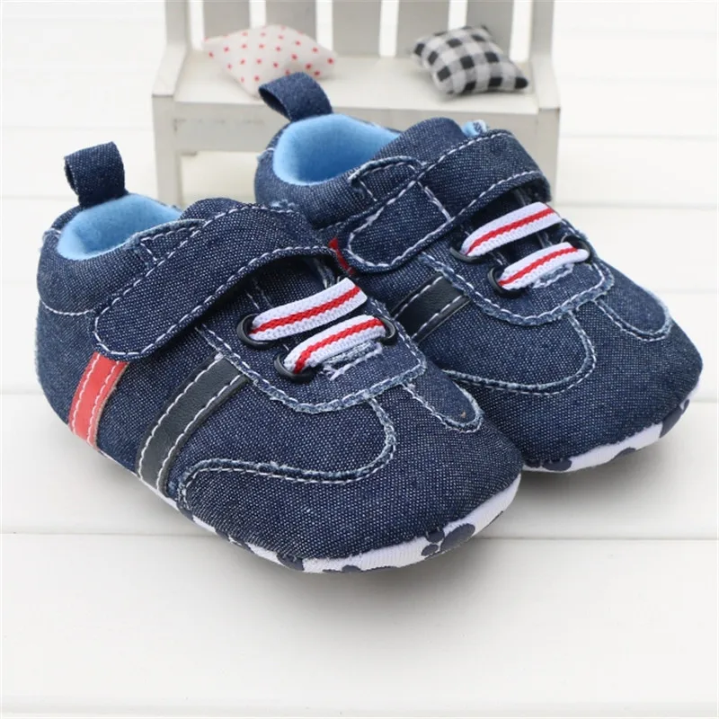 Toddler Infant Baby Boy Shoes Navy Blue Denim Jeans Buckle Strap Casual Newborn Boys Sneaker 