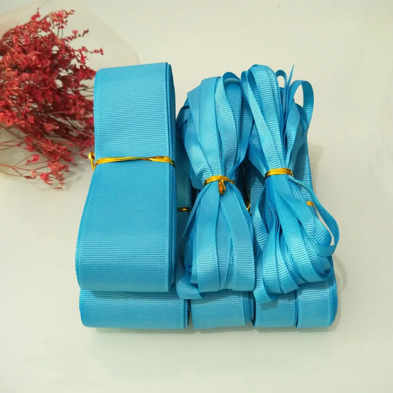 

10yards ( 9meters ) 6mm 9mm 15mm 19mm 25mm 38mm 50mm Zircon Blue 0340# 100% Polyester Solid Color Grosgrain Ribbon