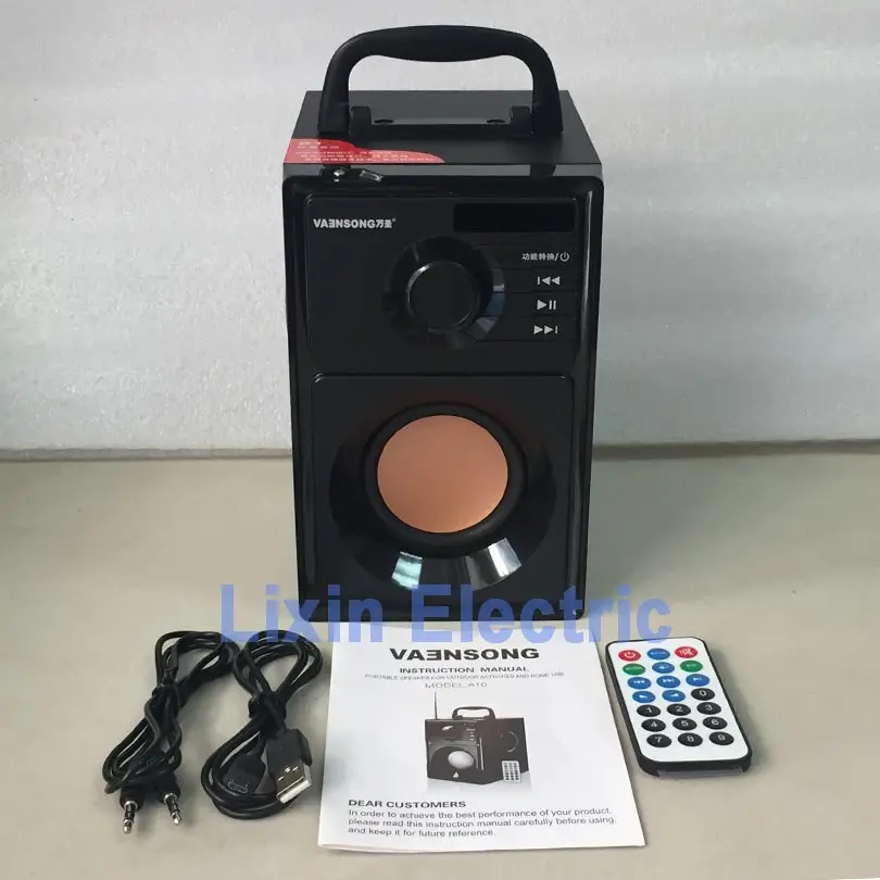 VAENSONG Stereo Wooden Subwoofer Bluetooth Speaker FM Radio Portable Speakers Mp3 Play Super Bass Loudspeaker computer Column 24