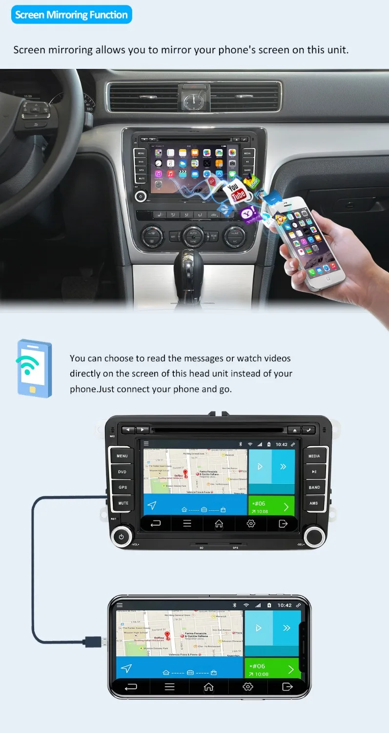 Perfect Android 8.1 Car Multimedia player 2 Din Car DVD For Volkswagen/Golf/Polo/Tiguan/Passat/b7/b6/SEAT/leon/Skoda/Octavia Radio GPS 5