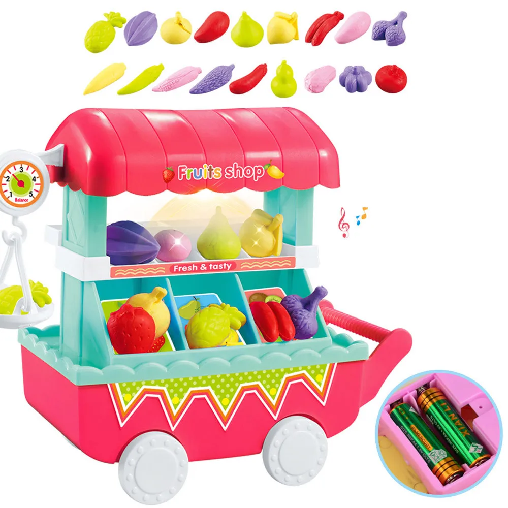 Детский игровой домик, музыкальный лайткухня, игрушечный набор, пластиковая резка, фрукты, овощи, миниатюрная еда, мальчики, девочки, развивающие игрушки