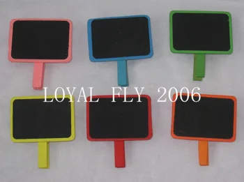 

24pcs colored Rectangle Wood Mini Blackboard Chalkboard Peg Clip Wedding Gift Card Favours, Red,blue,green