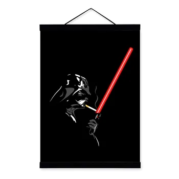 

Modern Black Pop Movie Posters and Prints Darth Vader Vintage Home Decor Scroll Wall Art Pictures Wooden Framed Canvas Paintings