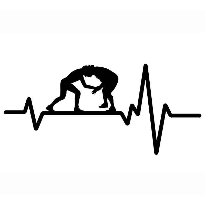 

15.7*7.3CM Auto Sticker Wrestling Greco Roman Grappling Heartbeat Vinyl Black/White Decals for Volkswagen Skoda Jeep Trumpchi