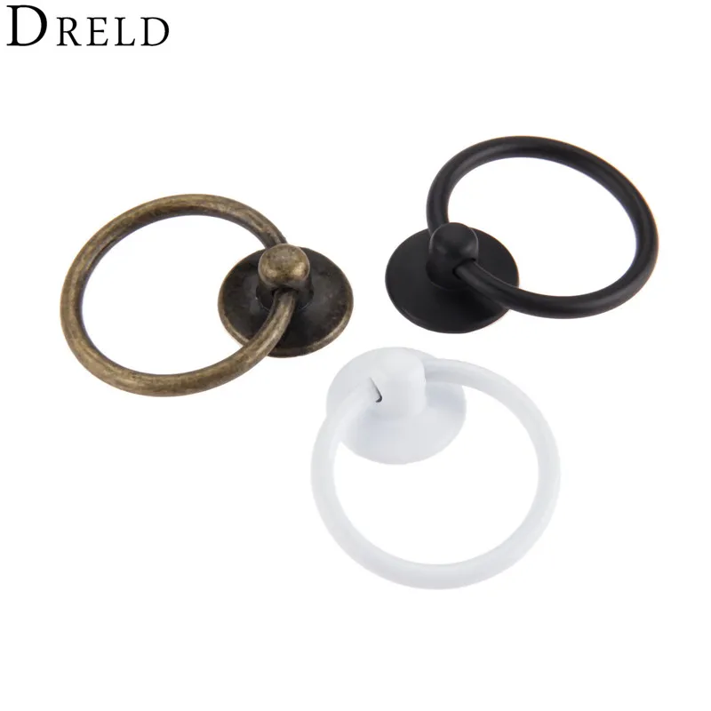 DRELD 44*52 ملليمتر خمر حلقة مستديرة الأثاث الباب مقبض سحب سبائك مجلس الوزراء تسريحة مقابض أدراج مقبض ل خمر مجوهرات مربع