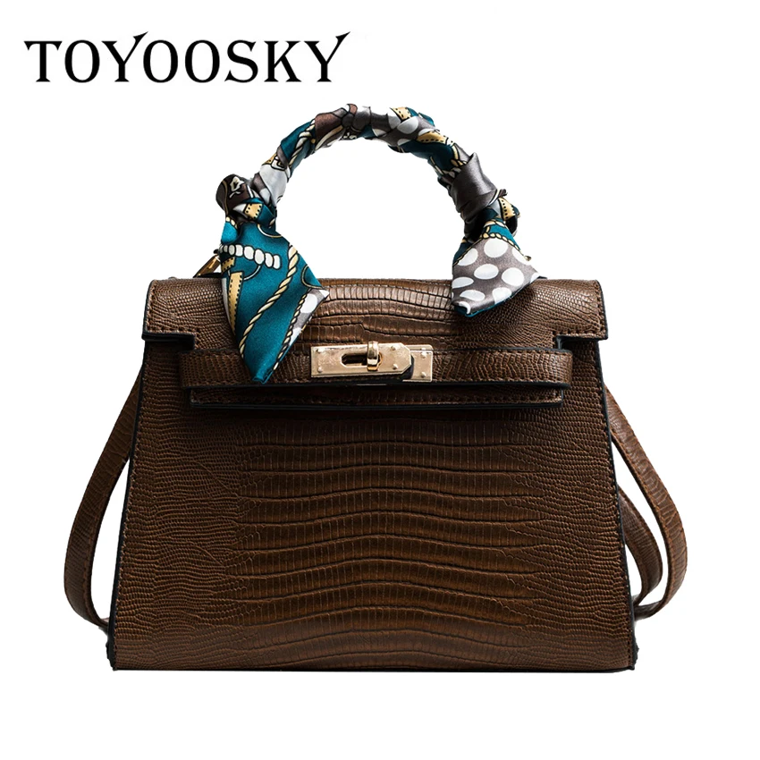 

TOYOOSKY Vintage Women Bag Female PU Leather Alligator Platinum Handbag Large Capacity Fashion Single Shoulder Bag for Girl SAC