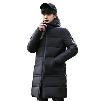 

2018 Winter Jacket men hooded Slim Korean Parka Hombre long Jacket coat mens windbreaker Parkas cotton youth clothing