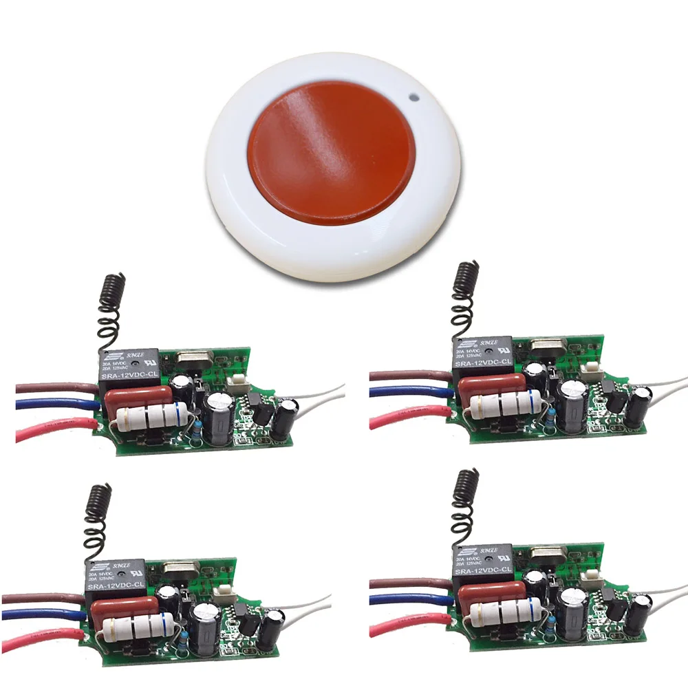 New AC220V 1CH Radio Controller RF Wireless Relay Remote Control Switch 315 MHZ 433 MHZ 1 Wall Round Transmitter+4 Receiver New AC220V 1CH Radio Controller RF Wireless Relay Remote Control Switch 315 MHZ 433 MHZ 1 Wall Round Transmitter+4 Receiver