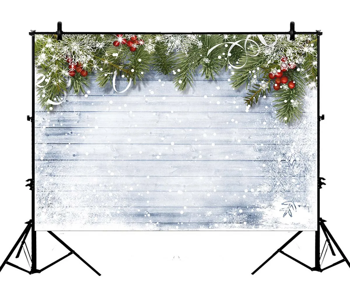 

5x7ft Christmas Wood Wall White Snow Polyester Photo Background Portrait Backdrop