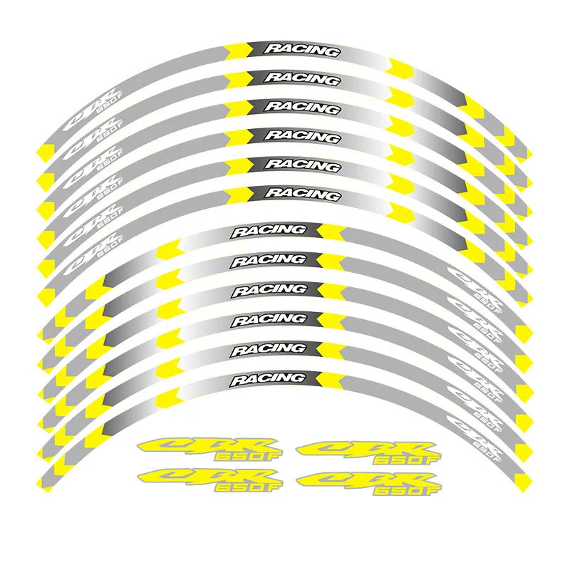 Для Honda CBR650F 12x Высокое качество подшипники мотоцикла колес отличительные светоотражающие наклейки обода в полоску CBR 650 F - Цвет: B yellow