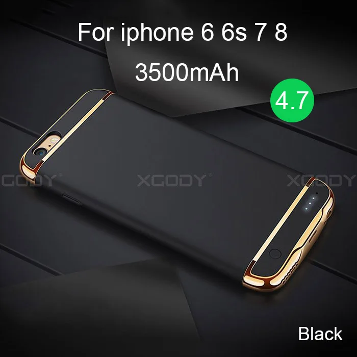 XGODY, чехол для зарядки аккумулятора для iphone 6, 6 S, 7, 8/Plus, 4000 мАч, внешний аккумулятор, чехол для iphone 4,7, 5,5 - Цвет: 3500 mAh For 4.7