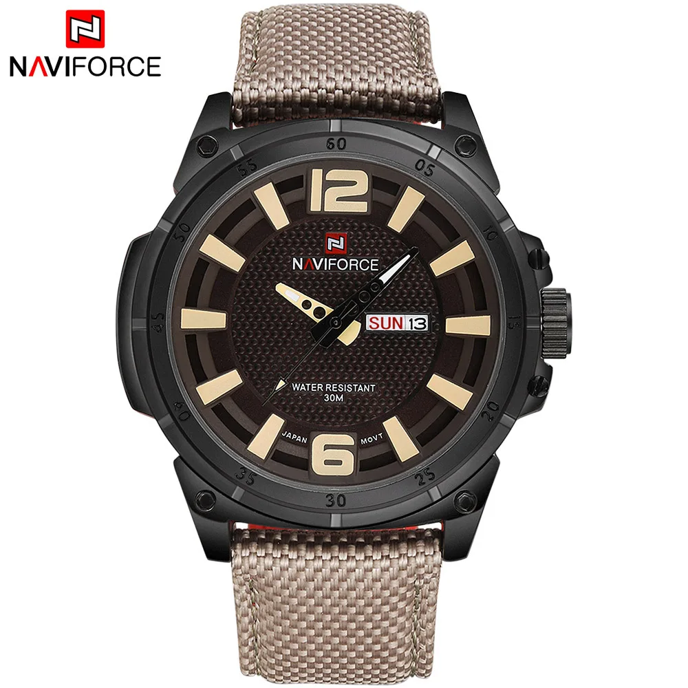 Kaufen TOP NAVIFORCE Luxus Marke männer Quarz Datum Casual Uhr Männer Armee Militär Sport Uhren Männlichen Leder Uhr Relogio Masculino