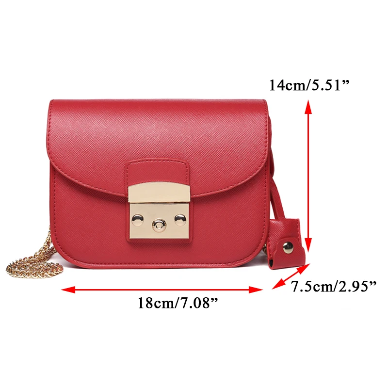 10 ألوان عالية الجودة صغيرة إمرأة أكياس بو الجلود Crossbody حقائب للنساء حقيبة ساع سلسلة أزياء 2018 الإناث حقيبة الكيس