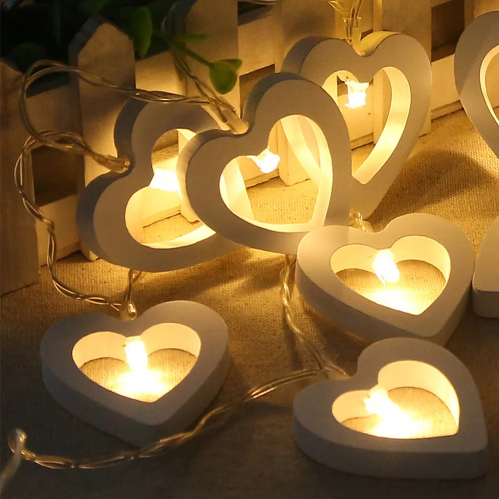 1,2 м Светодиодная лампа Деревянный любовь Форма Ночной светильник лампа гирлянда лампа домашняя одежда для свадьбы, дня рождения Декор