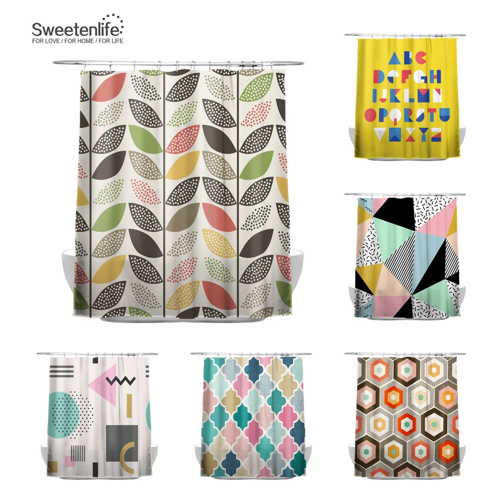 Штора для душа Sweetenlife 180x200 см занавеска ванной из 100% полиэстера многоцветная