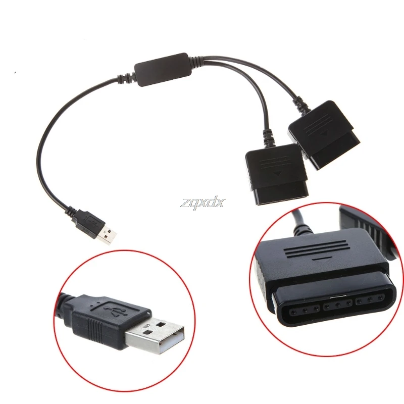 2 in 1 Dual USB Ports PS1 PS2 to PC USB 2.0 Controller Adapter