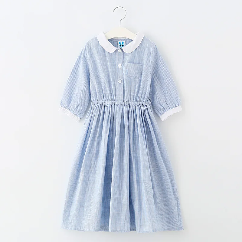 

New Spring Summer Girls School Dress Kids Cotton Costume Children Preppy Style for School Student Clothing for 3y-12y CC733