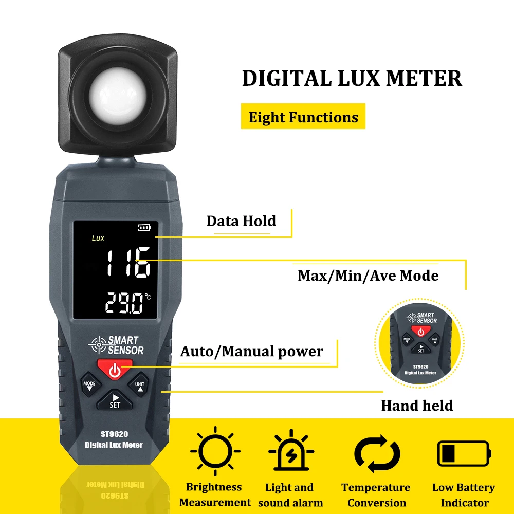 Najtaniej Cyfrowy miernik światła Lux 3 zakres fotometr detektor światła spektrometr miernik 1 200,000 wysoki niski Alarm luminometr ST9620