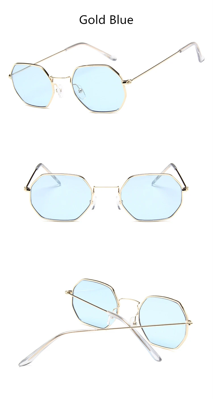 Модные солнцезащитные очки женские брендовые дизайнерские маленькие оправа для очков многогранник прозрачные солнцезащитные очки Мужские Винтажные Солнцезащитные очки Шестигранная металлическая оправа
