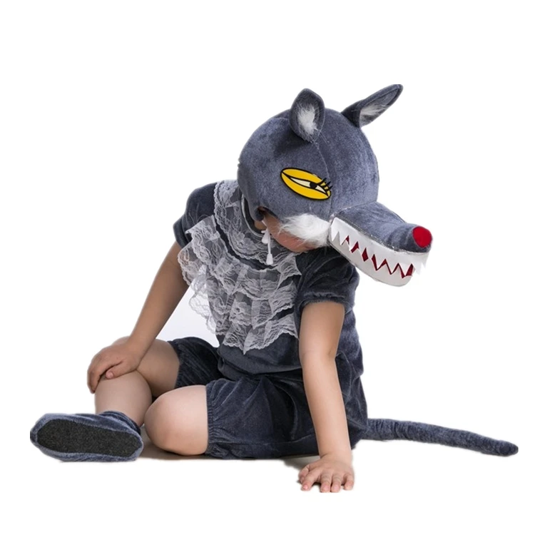 子供着ぐるみロンパース動物オオカミコスプレ衣装ディープグレー漫画ジャンプスーツ少年少女学校パフォーマンスパーティー子供ファンシー Cosplay Free Cosplay Wolffree Cosplay Aliexpress