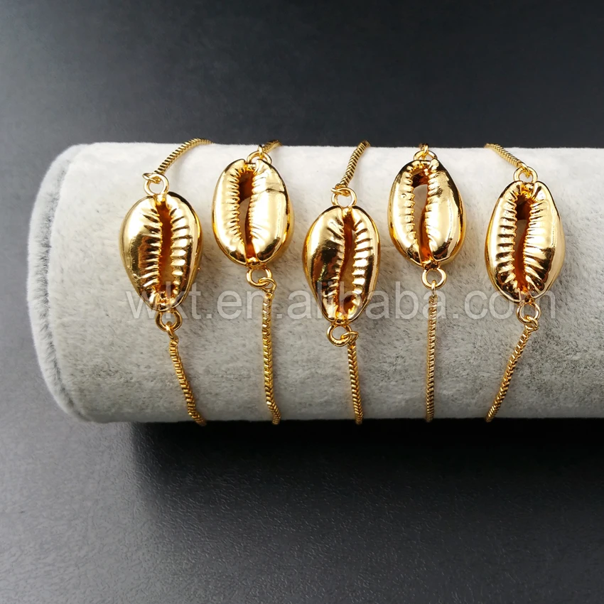 

Горячая Распродажа, браслет из натуральной раковины cowrie золотого цвета с цепочкой, популярный браслет cowrie золотого цвета, регулируемый размер