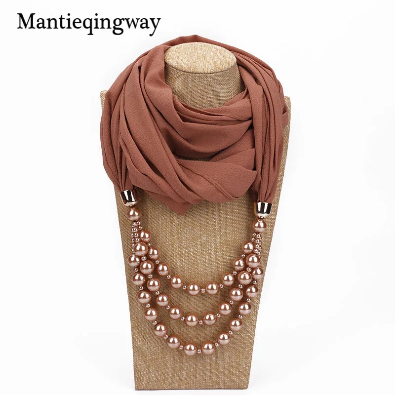 Mantieqingway шарфы с жемчугом ожерелья Длинные бусины для кулон шарф шейный женщин Bijoux