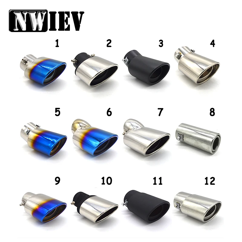 

NWIEV Universal Chrome Stainless Steel Automobiles Exhaust Muffler Tip Pipe Trim Modified Car Rear Tail Throat Liner Accessories