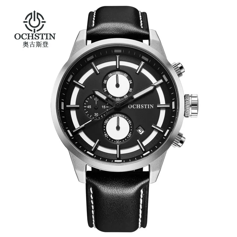 Cena OCHSTIN zegarki sportowe dla mężczyzn moda Casual zegarki męskie skórzane sportowe męskie zegarki kwarcowe męskie godziny zegarowe żółta twarz