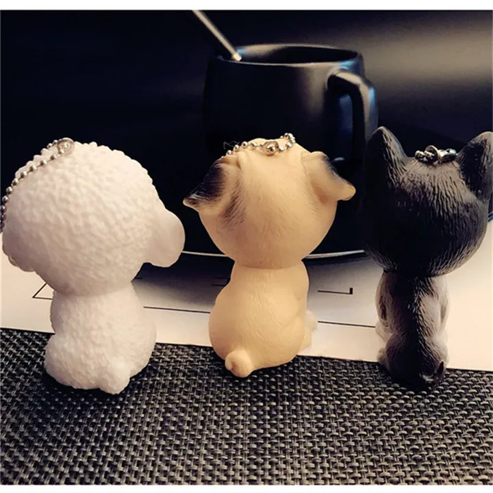 2 Simulation Teddy Dog Keychains For Women Bags Fashion Jewelry Animal Keyring Men Car Keychain Husky Pendant Trinket Keyholder