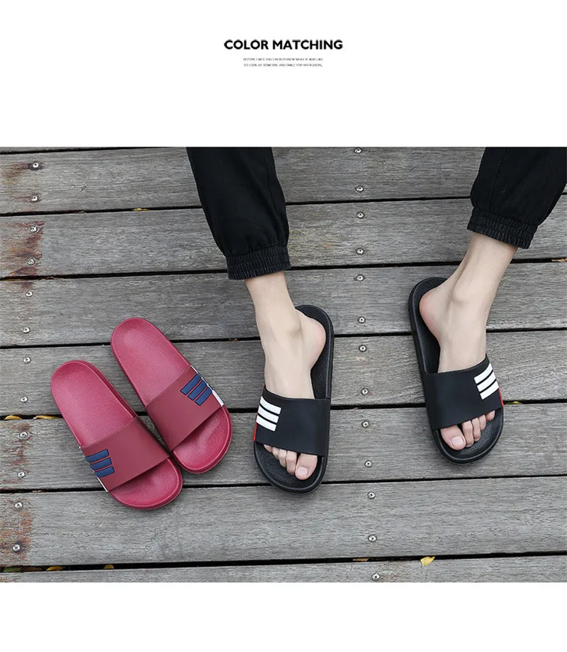 Slipper Male Shoes Ginghan Summer Beach Men Slides Man Outside Couple Slippers PVC Casual Style Bottom Flip Flops