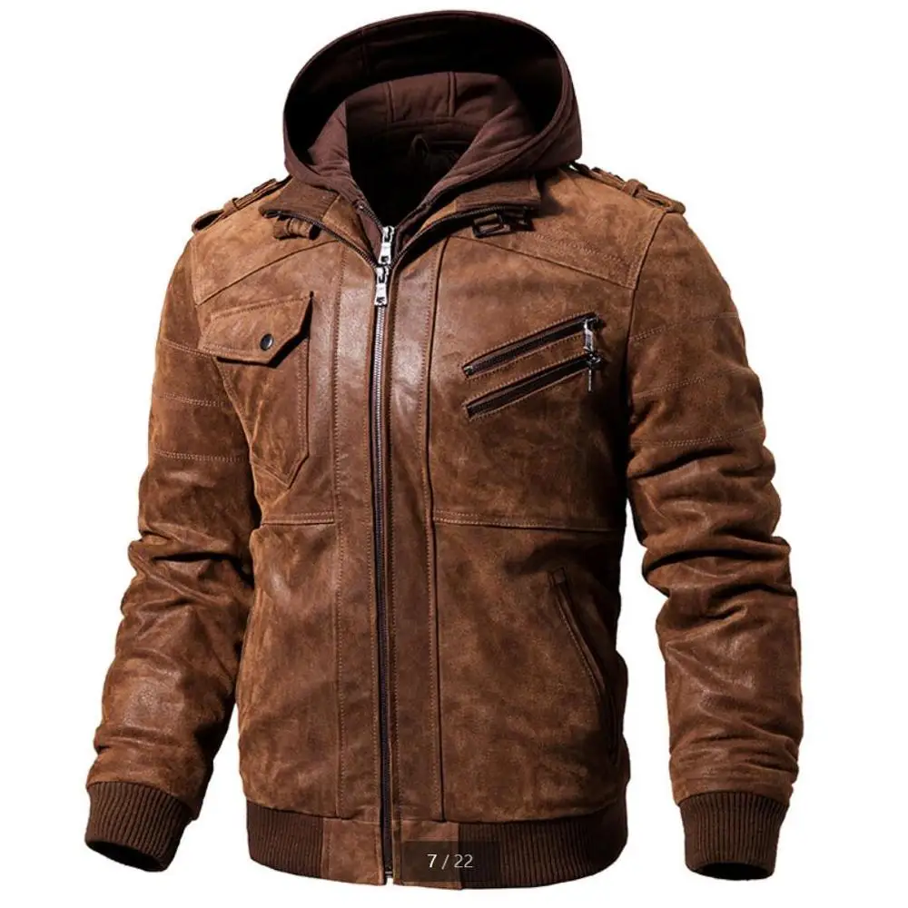 Модные брендовые мужские Куртки из искусственной кожи зимние новые мужские удобные мужская кожаная куртка повседневная кожаная куртка с капюшоном Пальто 5XL