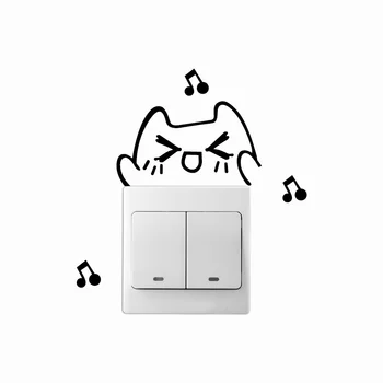 

Love-86 Lovely Cat Singing Switch Sticker Funny Cartoon Animal Vinyl Wall Sticker Home Wallpaper