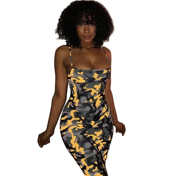 

Plus Size Camouflage Sexy Club Dress Summer Off Shoulder Mini Party Beach Dress Backless Bodycon Dresses For Women