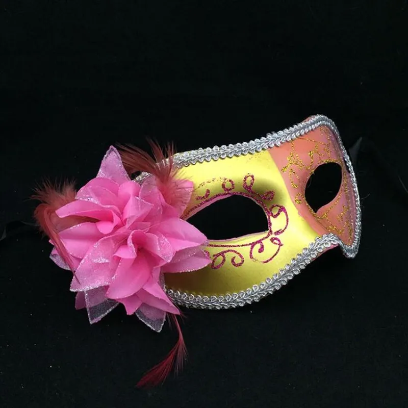 Красочная картина "цветок маска Для женщин Леди Венеция принцесса половина лица мяч маски маскарад, праздник Марди Гра вечерние поставки