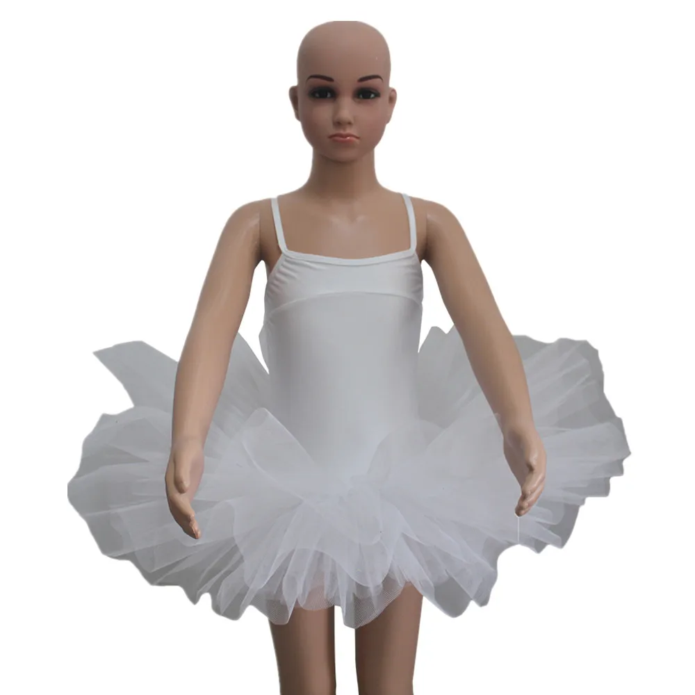 Girls White Ballet Tutus Nylon/Lycra Camisole Leotard Hard Tulle Skirt