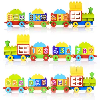 

Big Blocks Building Set DIY Car Train Modle Toy Building Bricks Digital Alphabet Train Toys For Kid Compatible with Duploe