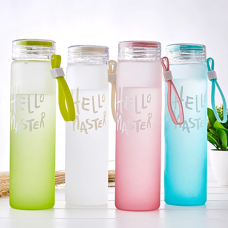 Glass Water Bottle Direct Drinking Bottle Fashion Multi Color Popular Glass Water bottles Readily Bottle With Lid Free BPA 480ml