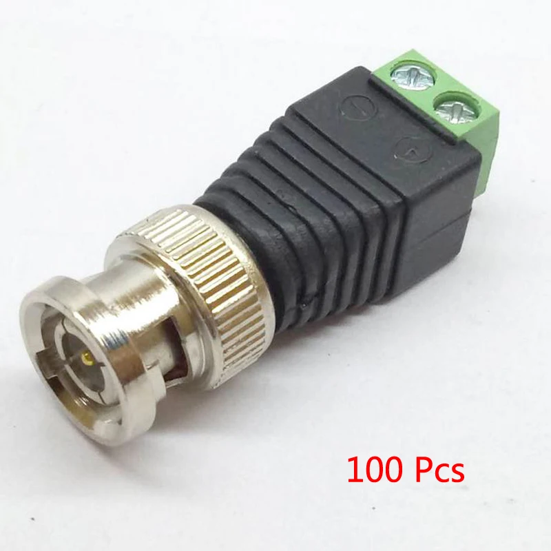 100Pcs Mini Coax CAT5 Male BNC Connector To Camera CCTV BNC Video Balun Connector Adapterin