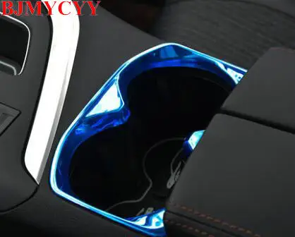 BJMYCYY 1PCS ABS font b Interior b font Front Cup Holder Cover Trim For Peugeot 3008