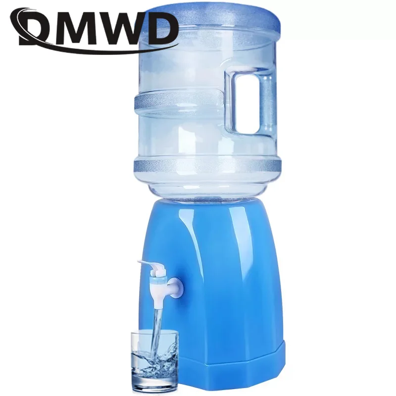 DMWD Mini Water Dispenser Desktop Drinking Fountains Base Buckets Watering Bottle Holder Absorber Barrel Pump Faucet Home Office