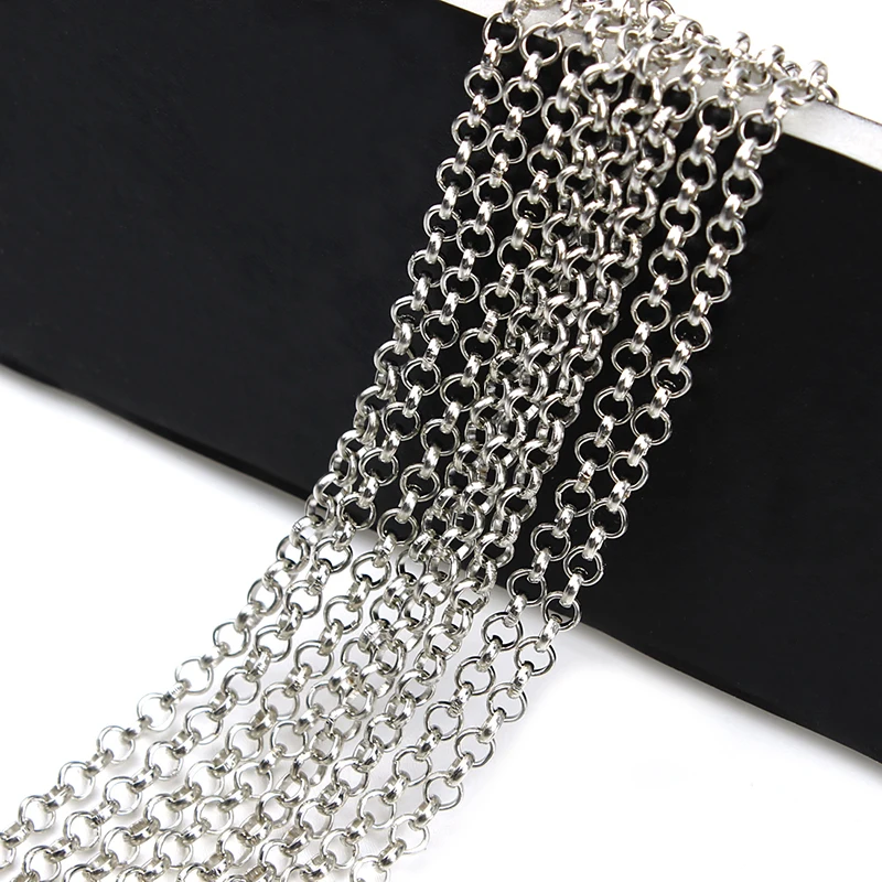 LINSOIR 2Meter/pak 2 3 4 5 7 mm 316L Stainless Steel Chain Bulk Fitting for Necklace Bracelet Jewelry Making Materials F2243 | Украшения и
