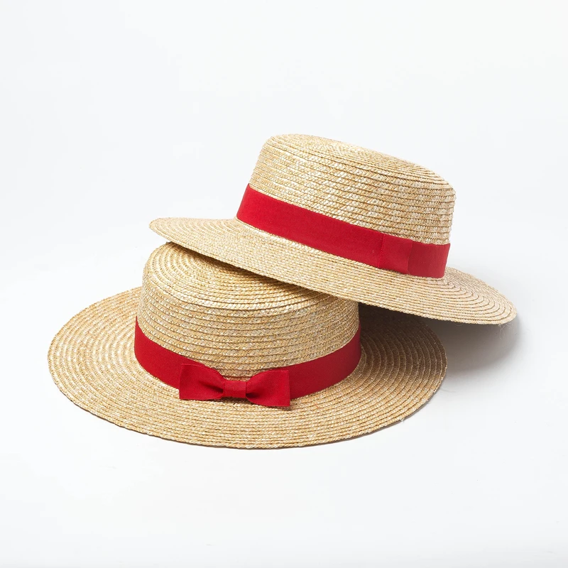 Straw hat with red ribbon Clearance