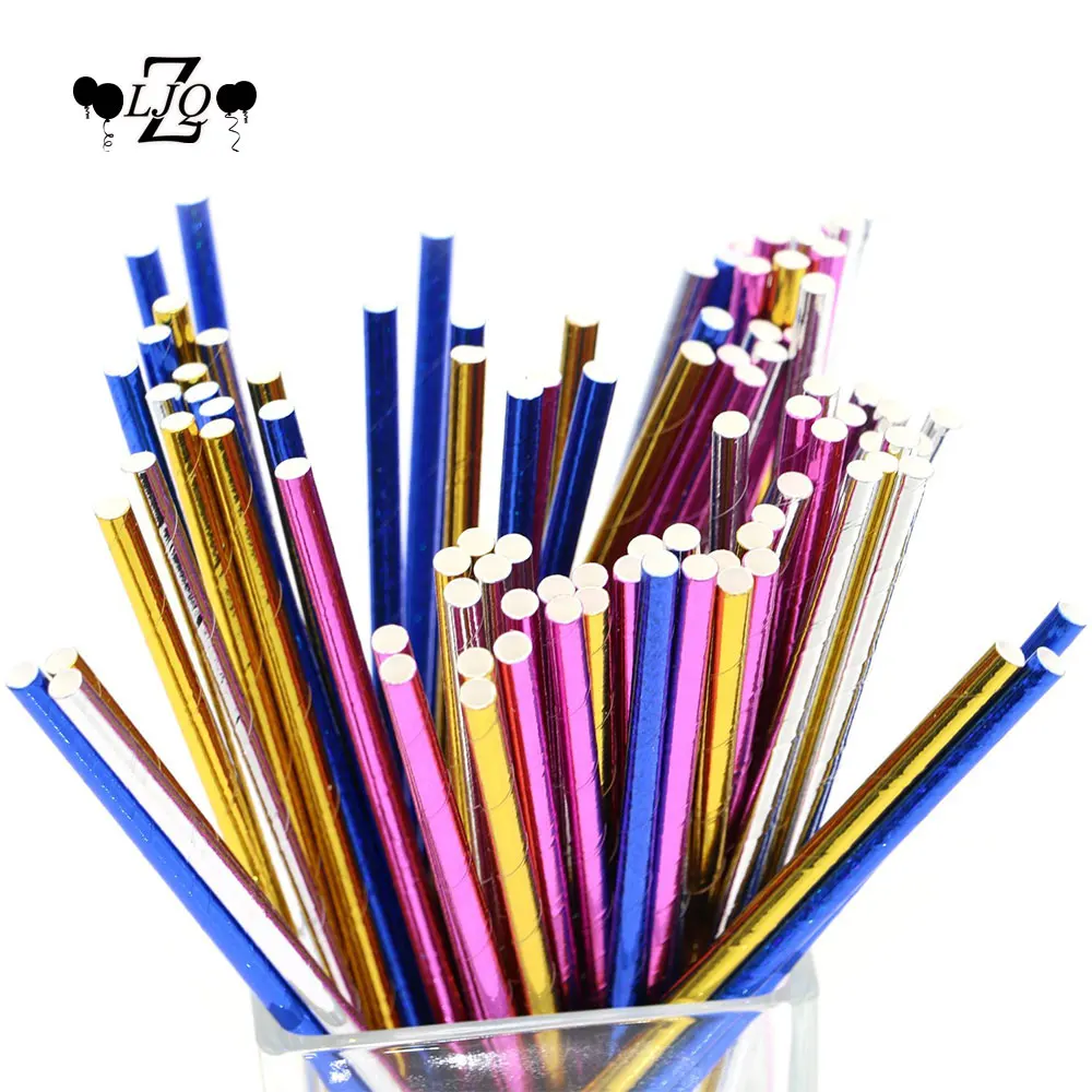 Соломинки бумажные золотистые из фольги 7 цветов 25 шт.|straw gold|straws 25pcsstraw cup |