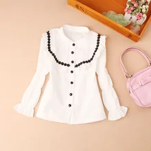 Осенняя блузка для девочек детская одежда белая школьная Блуза для девочек хлопковая Детская рубашка Blusas Одежда для девочек От 2 до 16 лет